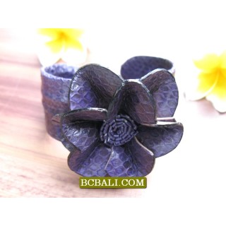 Genuine Leather Snake Bracelets Flower 